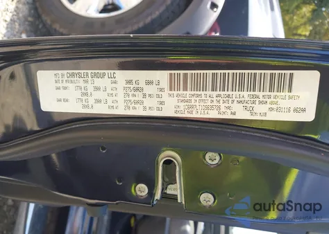 2013 Ram 1500 Big Horn z USA, uszkodzony, nr VIN 1C6RR7LT1DS635726